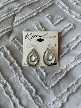 Kim Rogers Silver Double Teardrop Dangle Earrings
